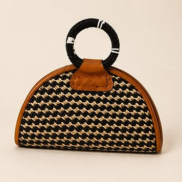 Half-Moon Tote — Black & Natural — Mwanamke Heritage bag