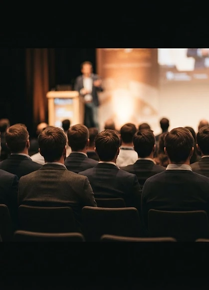 Seated audience at a live working session