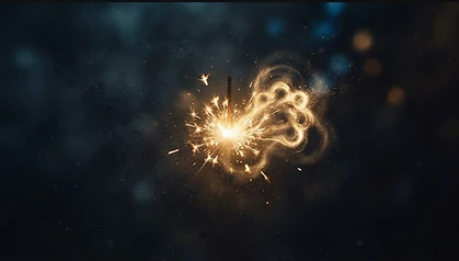 A bright spark of light igniting in a dark undefined space — category creation