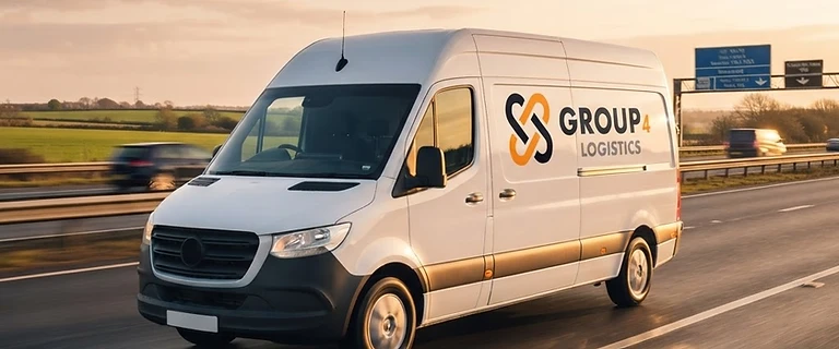 Courier delivery van on a UK road