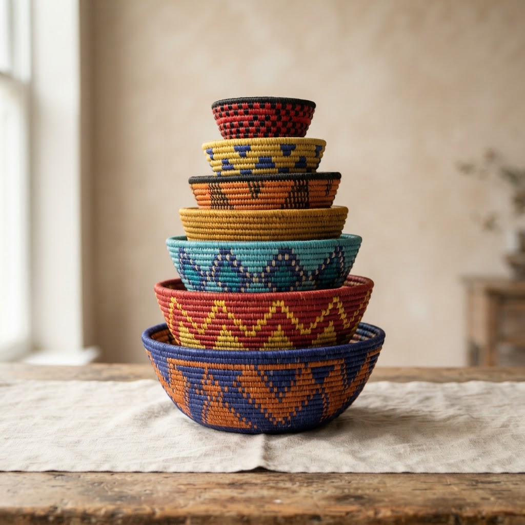 Stacked Woven Bowls — view 1