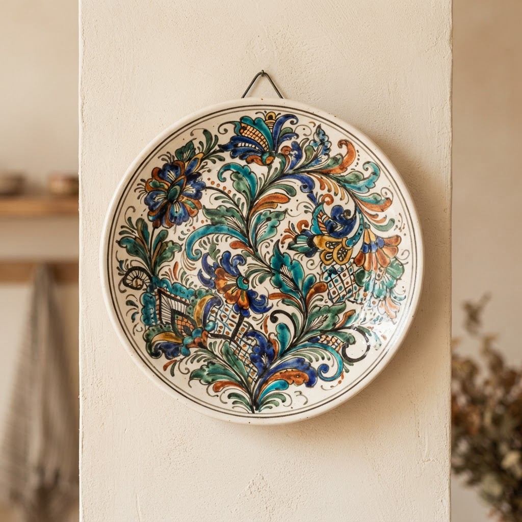 Hand-Painted Round Art Plate — view 1