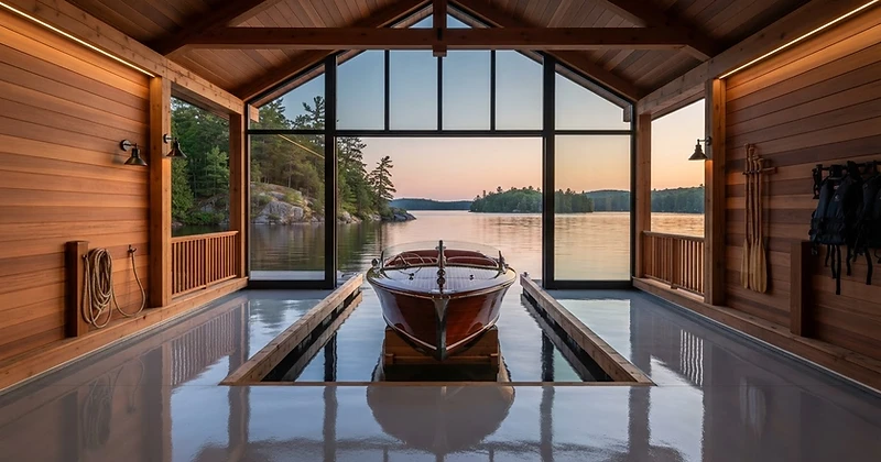 Marine-grade epoxy boathouse floor completed on Lake Rosseau, Muskoka