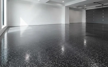 Charcoal and silver polyaspartic garage floor coating in Muskoka