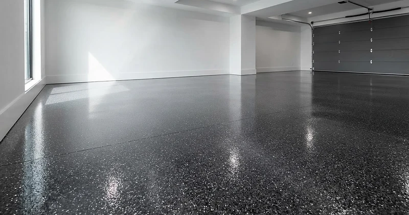 Polyaspartic epoxy garage floor coating in a Huntsville, Muskoka estate