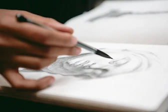 Sketchbook, the face taking shape.