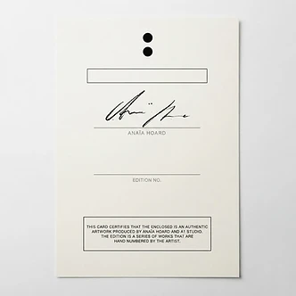 Certificate of Authenticity card for the Hoard editions