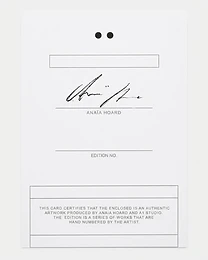 Certificate of authenticity template, bone stock, numbered, signed in blind