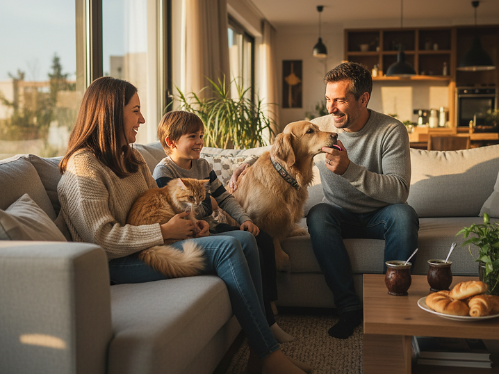 Familia con sus mascotas