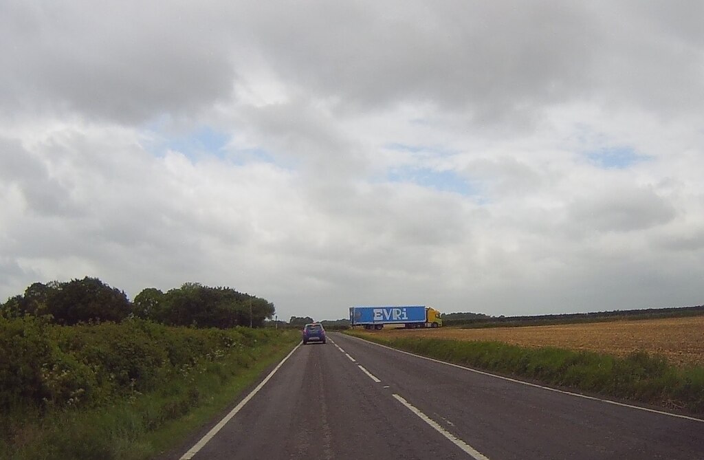 An Evri delivery truck on a road in Garford, photographed in May 2026.