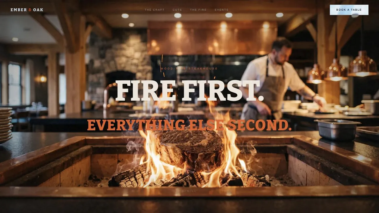 Ember & Oak — Wood-Fire Steakhouse template preview