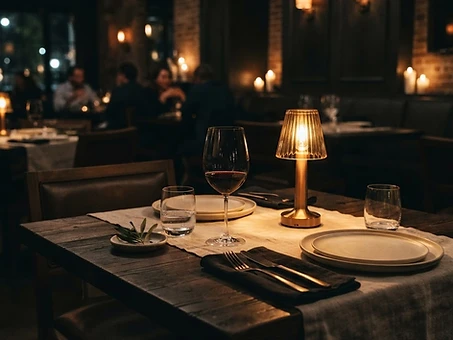 Atmospheric restaurant table setting