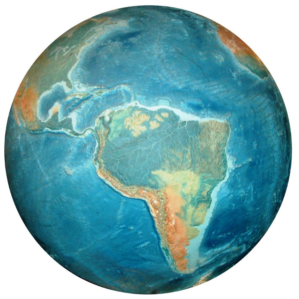 Globo terrestre centrado na América do Sul