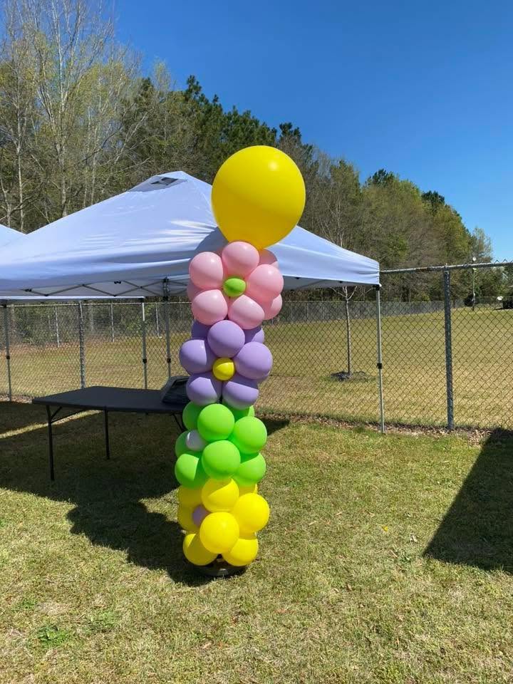 Colorful balloon column decoration