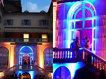 Terrazzo e ingresso ad arco con luce neon