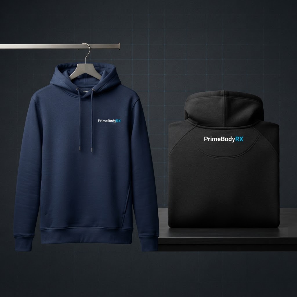 Members-only heavyweight hoodies in navy and black