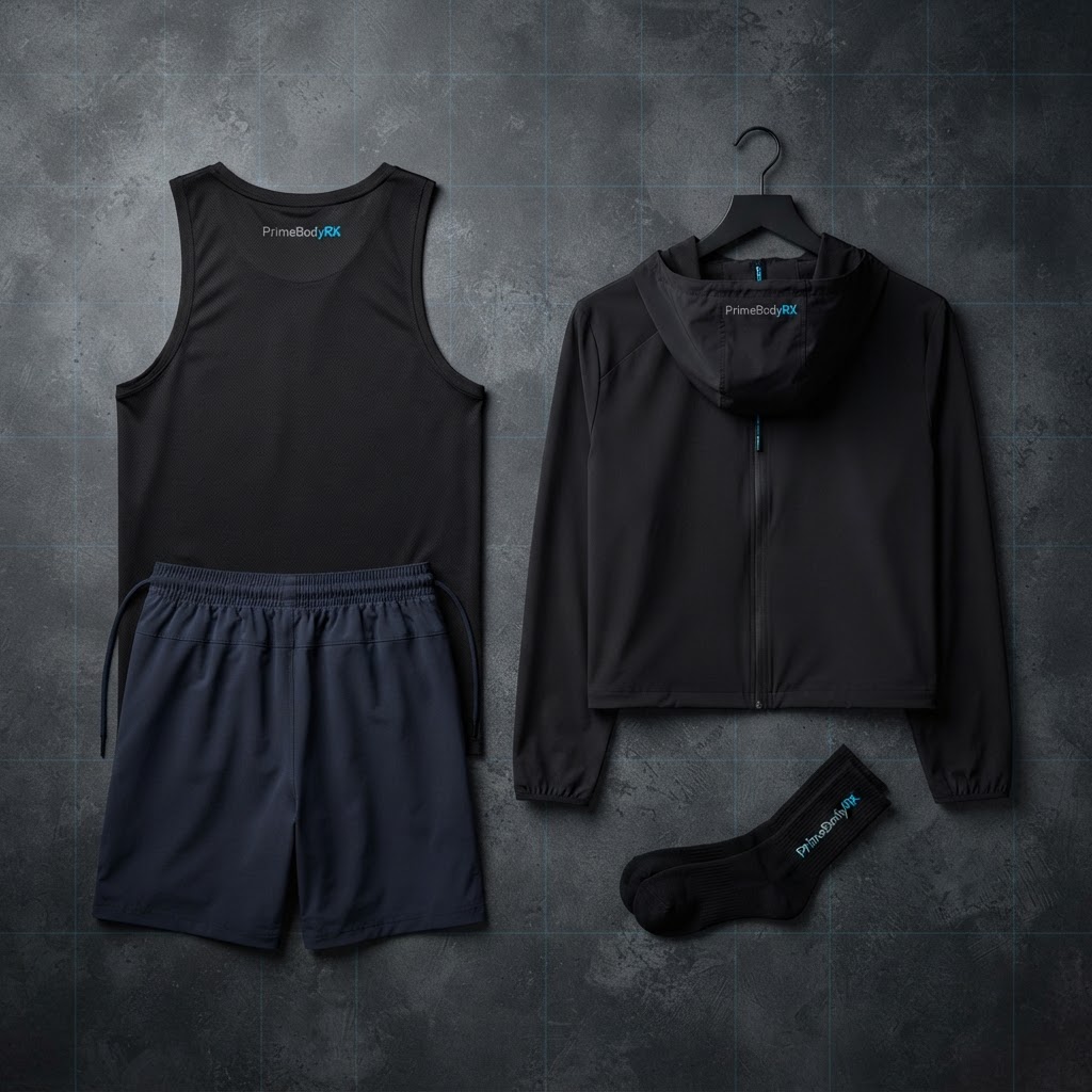 Members-only men's line: tank, shorts, socks and jacket