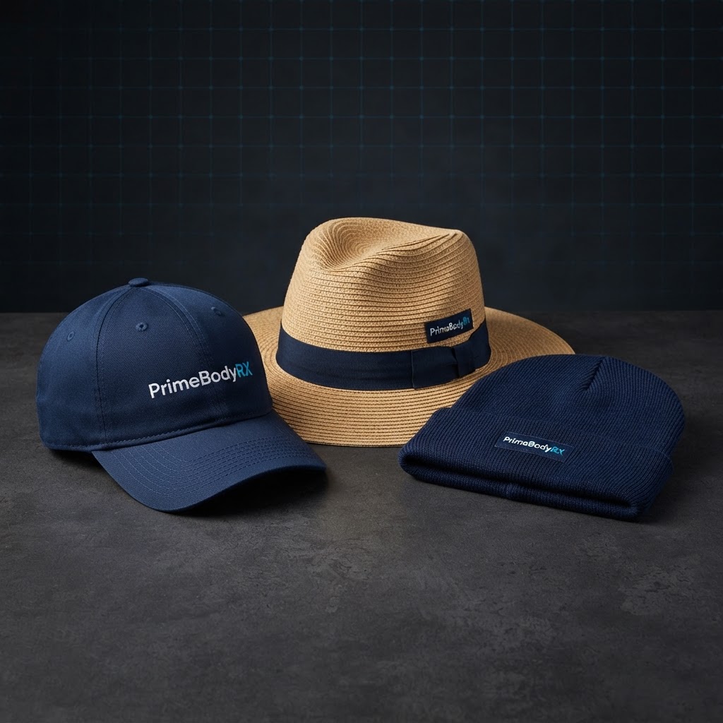 Members-only hats: baseball cap, straw beach hat and wool beanie