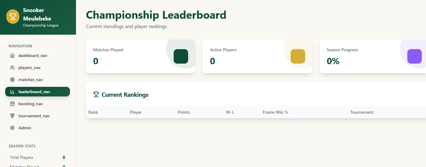 Snooker Season template preview