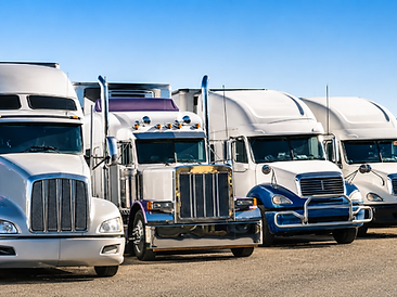 Row of semi trucks at Truck World