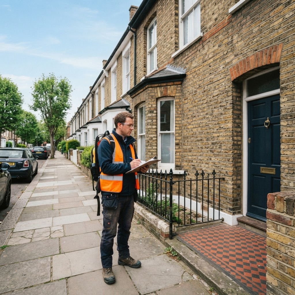 Party wall surveyor inspecting a property
