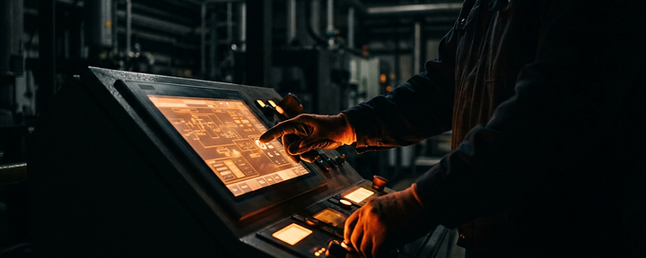 EnergyWiser broker at an illuminated trading console