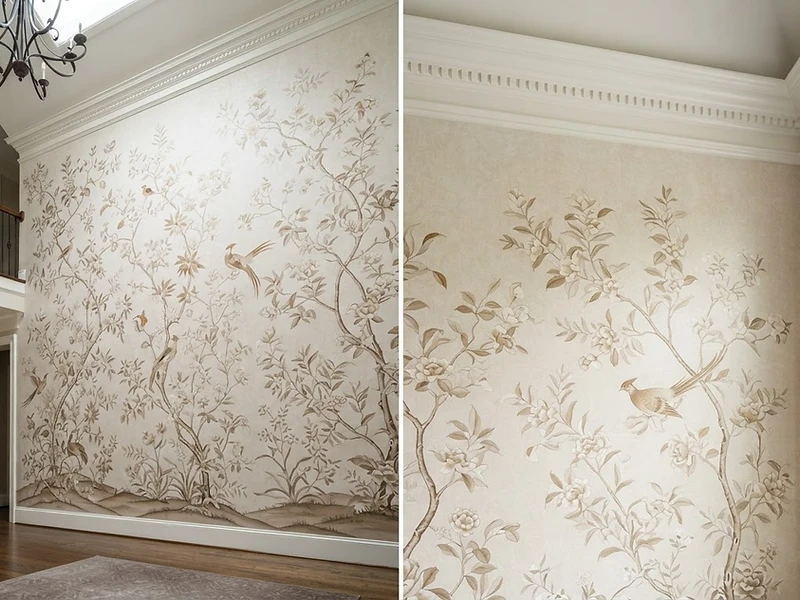 A completed wallpaper installation in a Dallas–Fort Worth home
