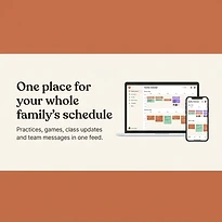 SynclyOne home feed showing one shared family calendar with school and sports events for two kids