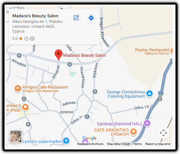 Map showing Madara's Beauty Salon in Episkopi, Limassol