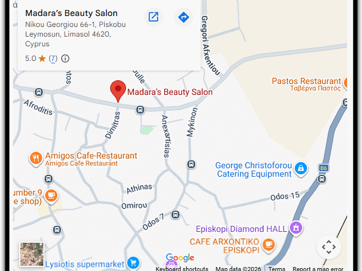Google Map showing Madara's Beauty Salon location