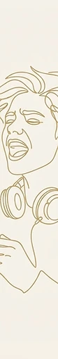 Line art illustration of a teen singing with musical notes
