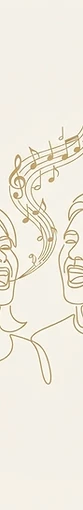 Line art illustration of two adults singing in harmony