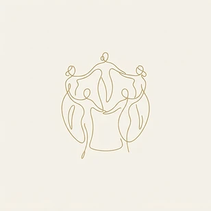 Line art illustration of people in a circle
