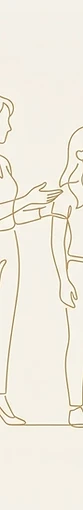 Line art illustration of a voice teacher coaching a student
