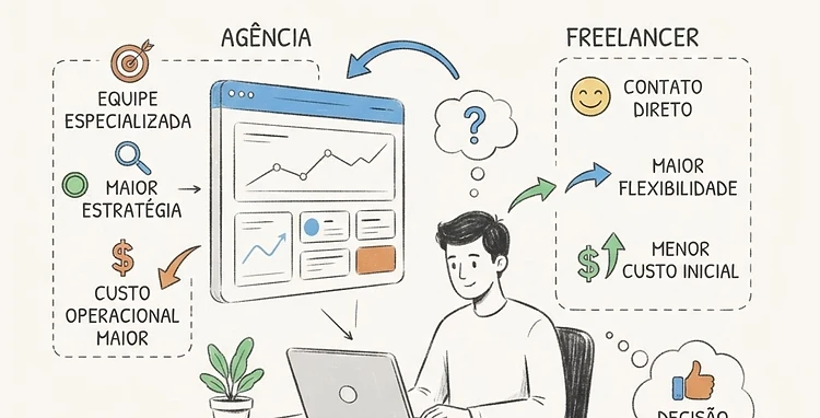 Como escolher entre agência ou freelancer de Google Ads em 2026