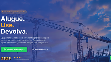 Página de conversão de locação de equipamentos para obra
