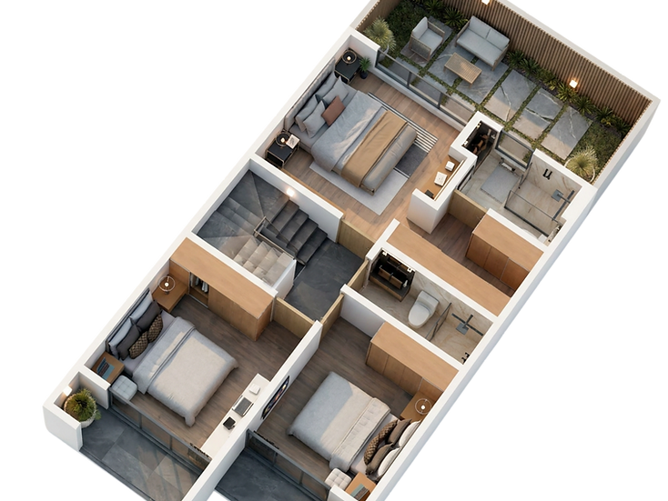 Plano de Nivel de recámaras de Casa Maple
