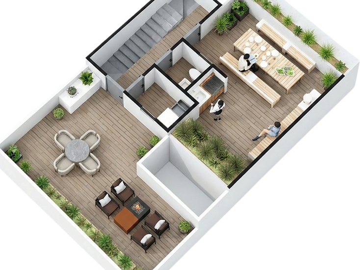 Plano de Nivel roof garden de Casa Montebello