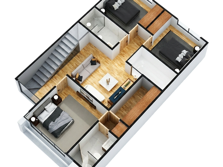 Plano de Nivel de recámaras de Casa Montebello