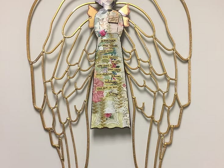 Decorative angel artwork displayed inside the Oak Brook counseling office