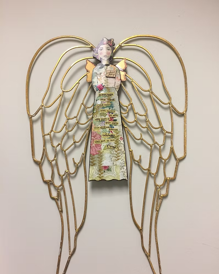 Decorative angel artwork displayed inside the Oak Brook counseling office