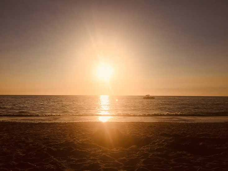 Warm sunset over the ocean