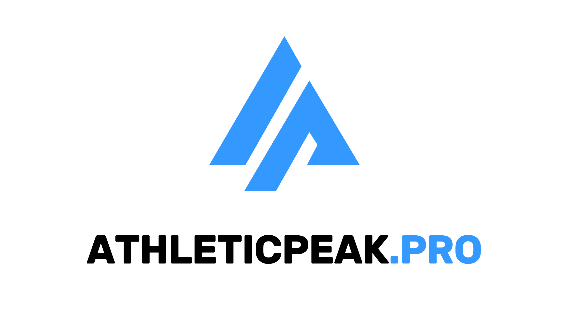 AthleticPeak Pro stacked logo with blue mark and wordmark on white
