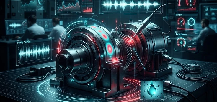 Industrial reliability composite: condition monitoring, lubrication, vibration analysis and engineering inspection under diagnostic light