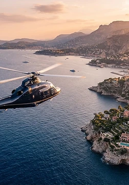 Helicopter flying over the Riviera