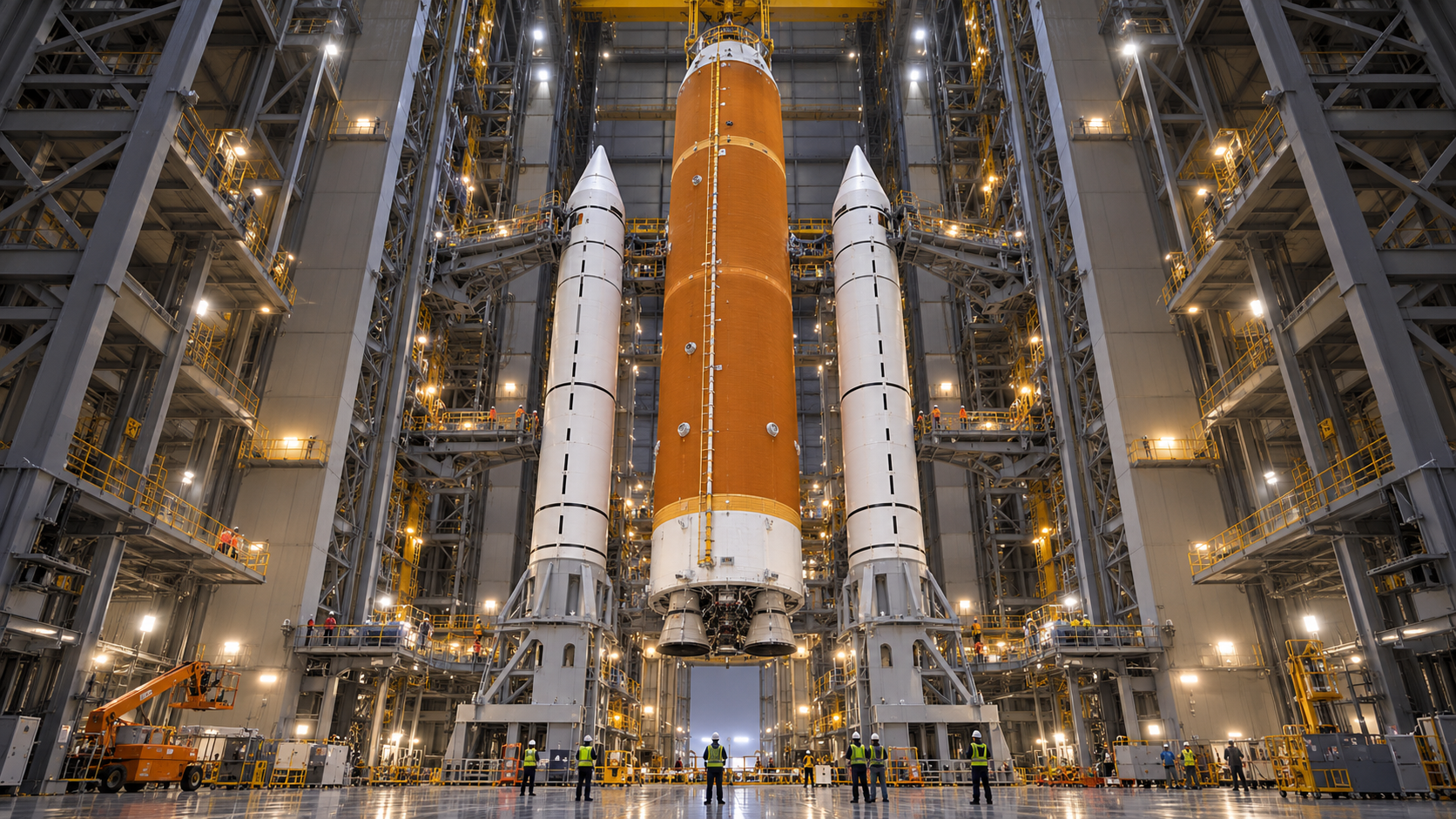 Artemis III: Ο κεντρικός πύραυλος SLS ενώθηκε με τους δύο προωθητές