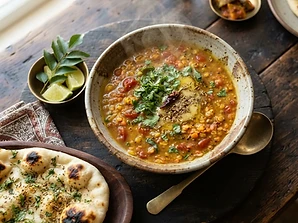 Lentil Soup served in ceramic tableware
