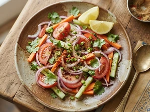 Indian Salad fresh vegetables served at X On Earth