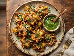 Veg Pakora vegetable fritters served at X On Earth