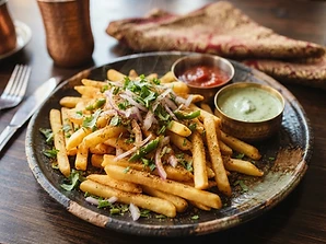 Crisp golden French Fries served at X On Earth